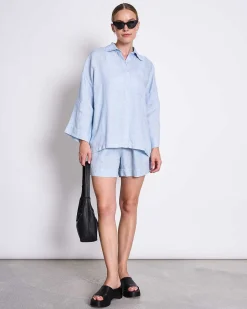 Linen Shirt Mons Sky Blue