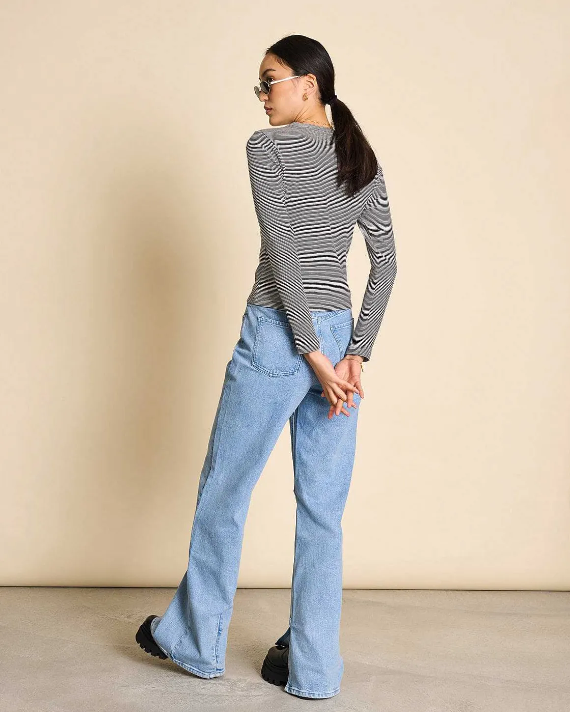 Longsleeve Perla Black White Striped