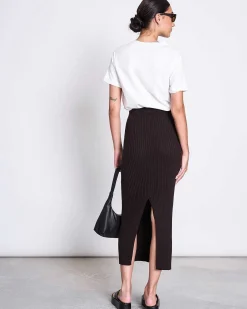 Midi Knit Skirt Ebba Espresso Gots