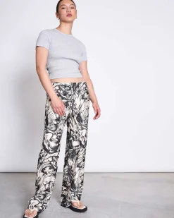 Mid Rise Loose Pants Strath Ink Print