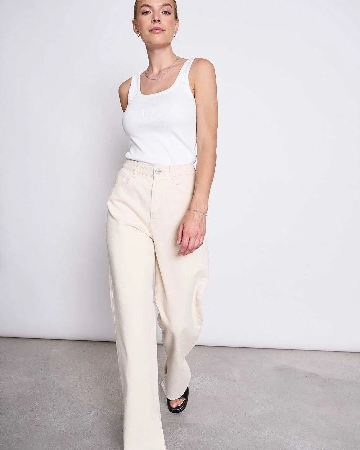Rib Top Talli White Gots