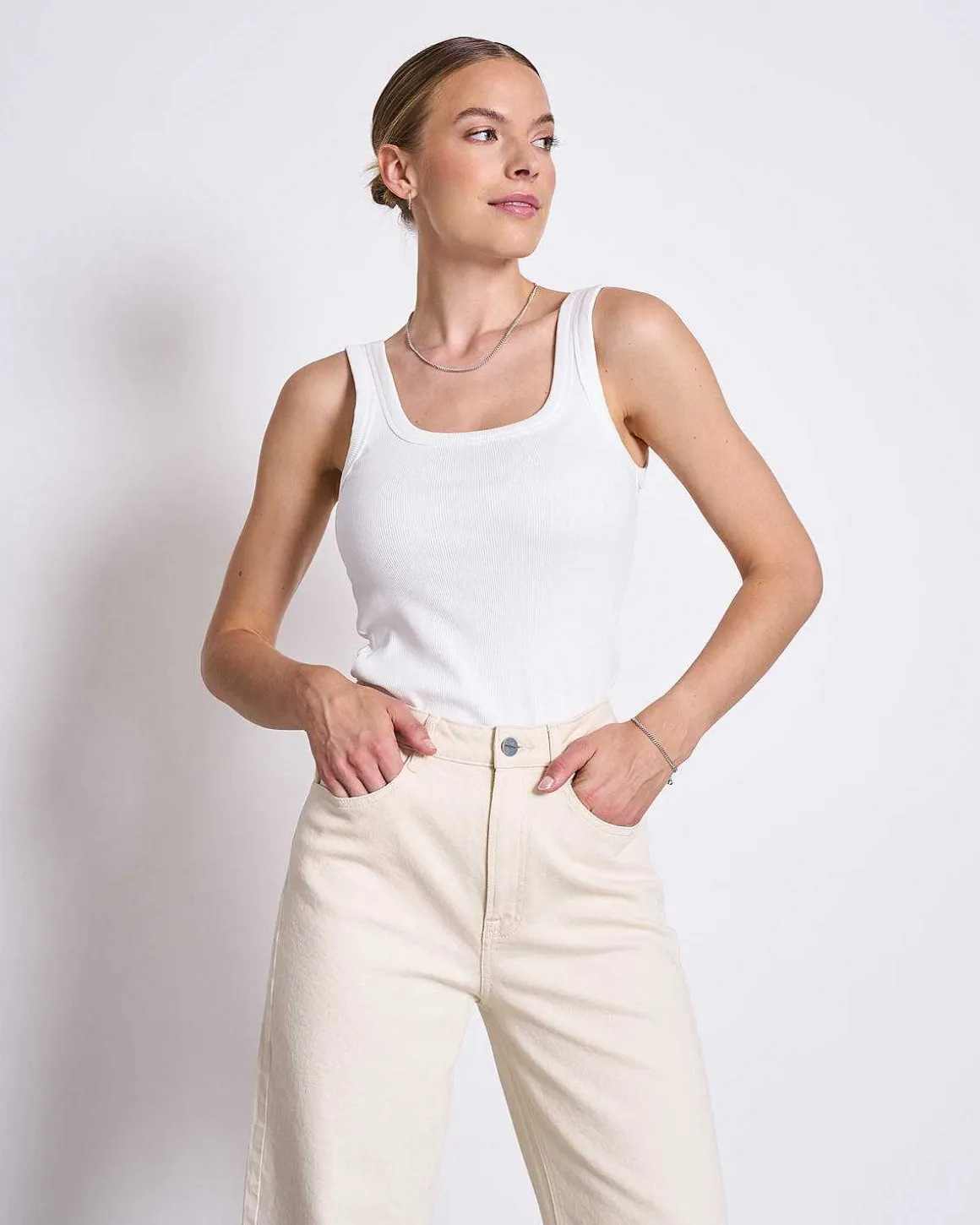 Rib Top Talli White Gots