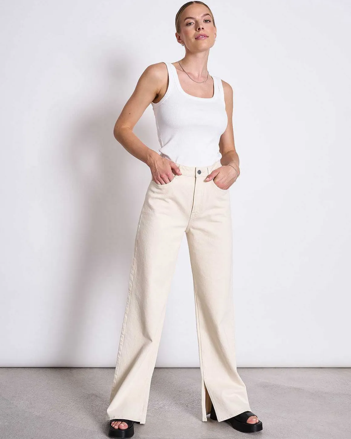 Rib Top Talli White Gots