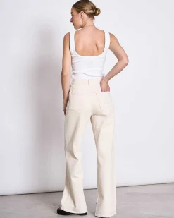 Slitted Wide Leg Jeans Selene Ecru
