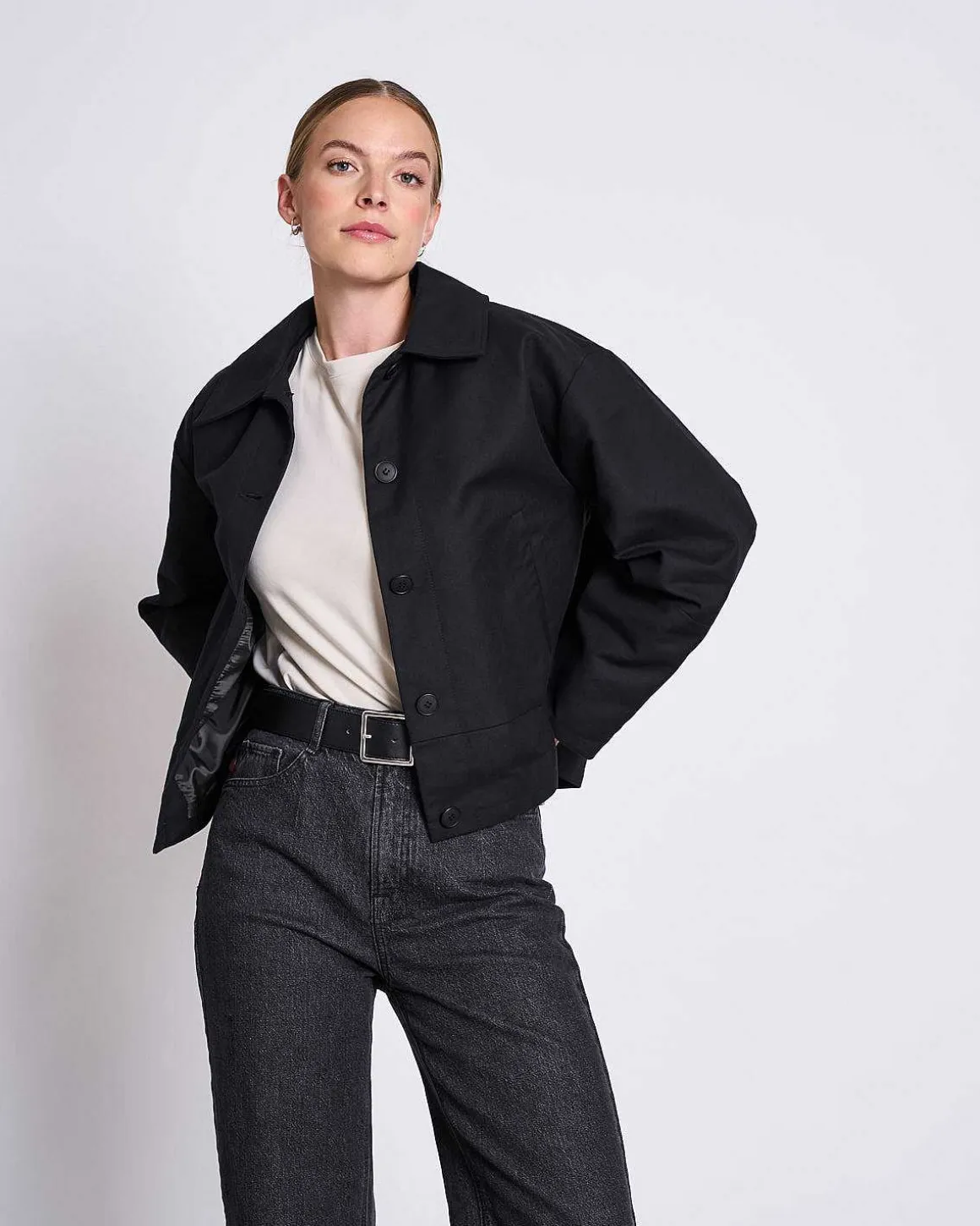 Slitted Wide Leg Jeans Selene Faded Black