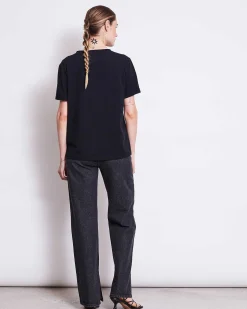 Slitted Wide Leg Jeans Selene Faded Black