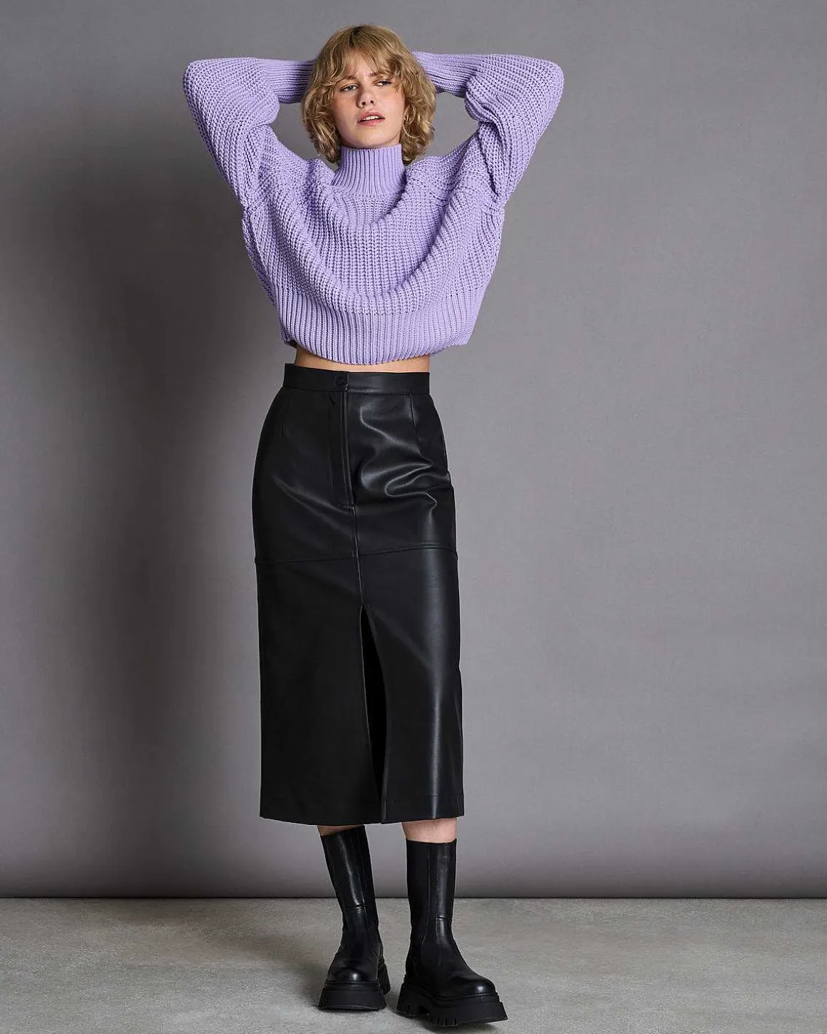 The Vegan Coated Skirt Long Black