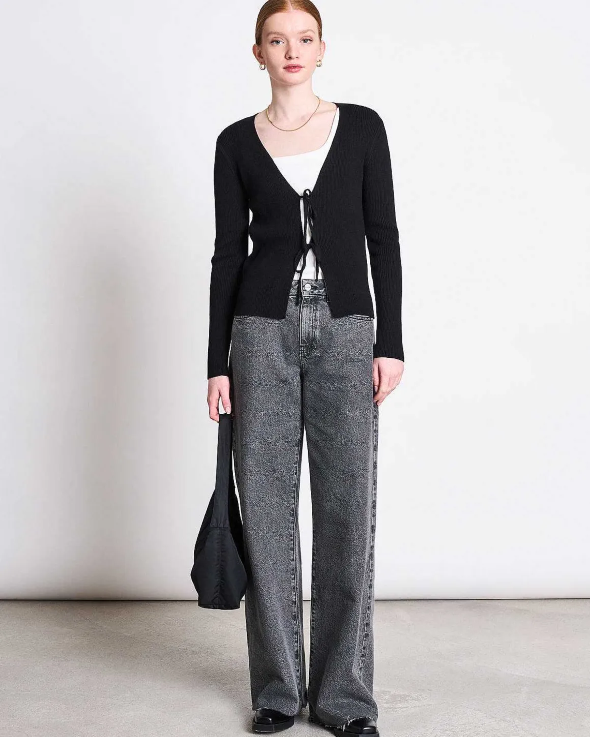 Tie Cardigan Tangy Black Gots