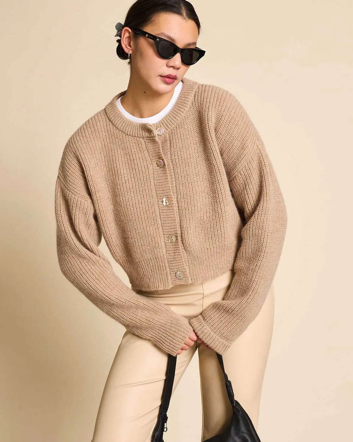 Wooly Cardigan Beni Camel