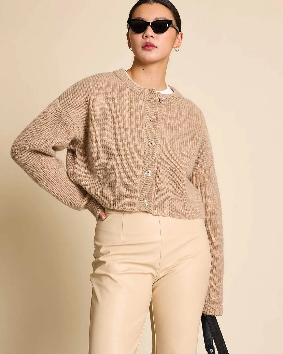 Wooly Cardigan Beni Camel